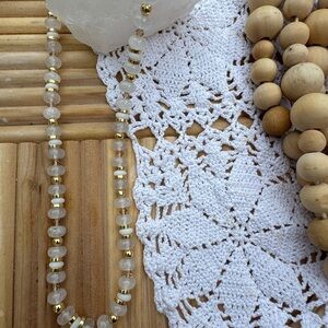 Chic Gold and Cream Beaded Necklace